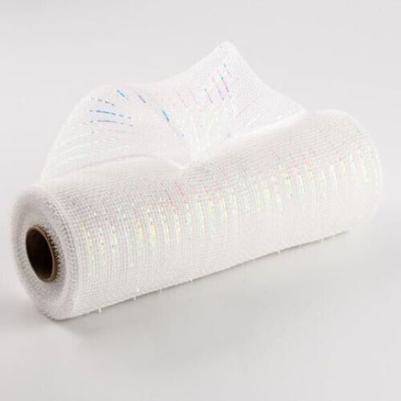 Other - Poly Deco Mesh Wide Foil Iridescent White‎ 10: x 10 Yards